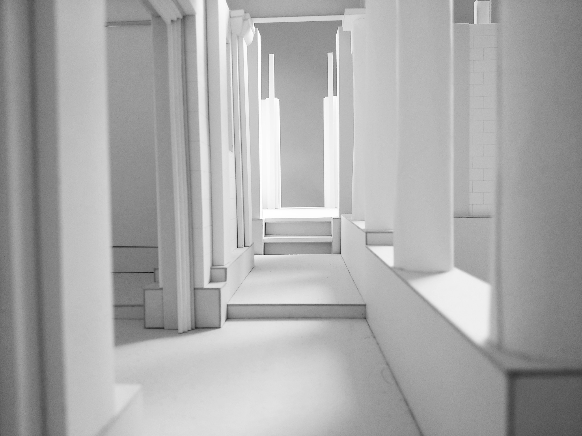 Photo of scale model, The Inbetween Space, scale 1:10, paper and cardboard