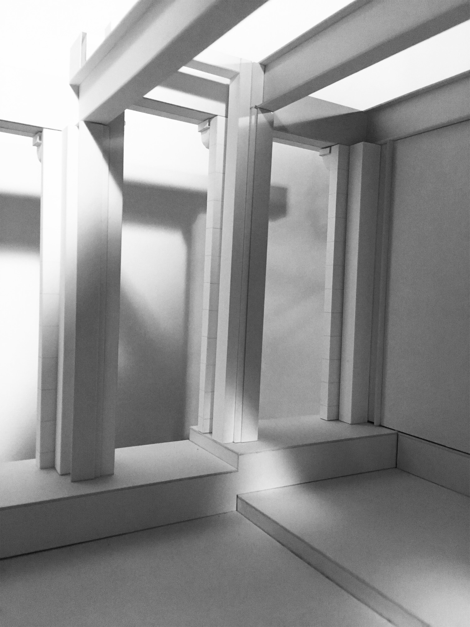 Photo of scale model, Interior Space: The Column And The Window, scale 1:10, paper and cardboard